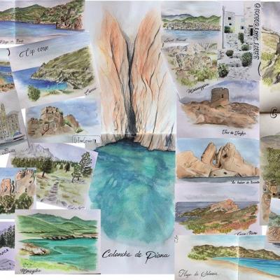 Carnet de voyage en Corse, quelques-uns des croquis